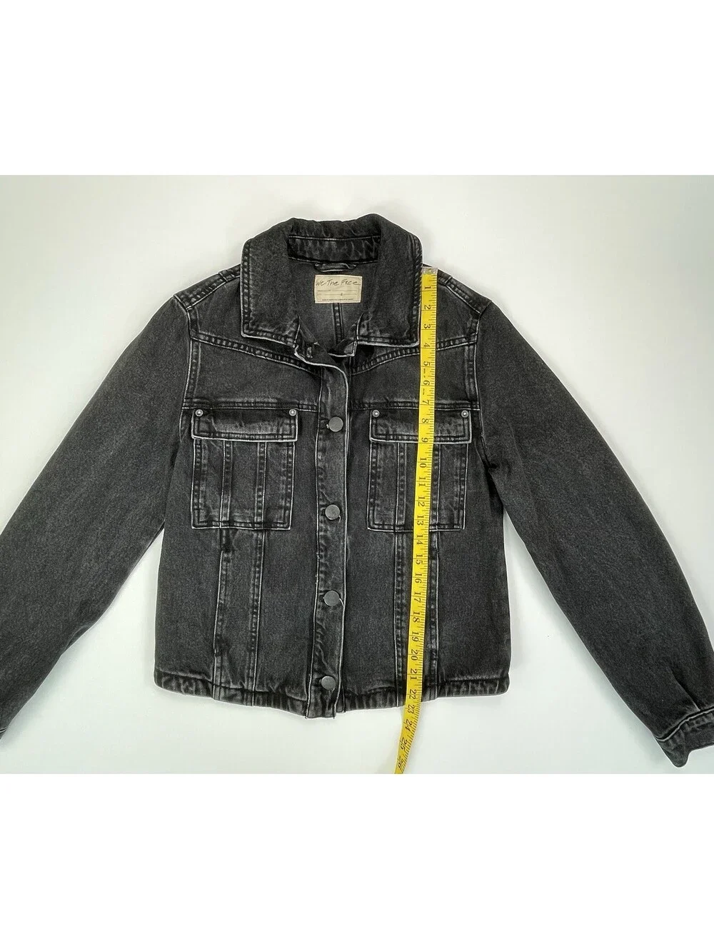 Free People We The Free Jade Denim Jacket Washed Black Cotton Trucker S